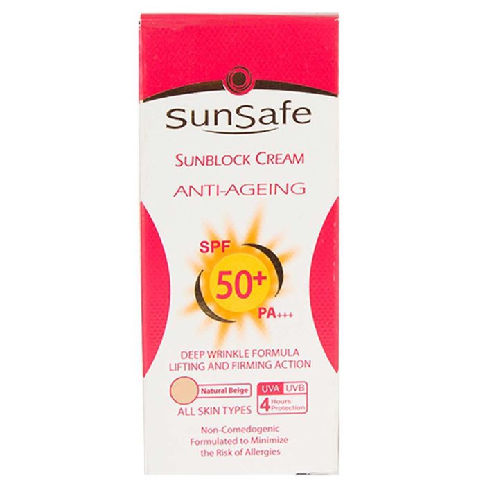 sunsafe anti agening sunscreen cream natural beige spf50 50ml